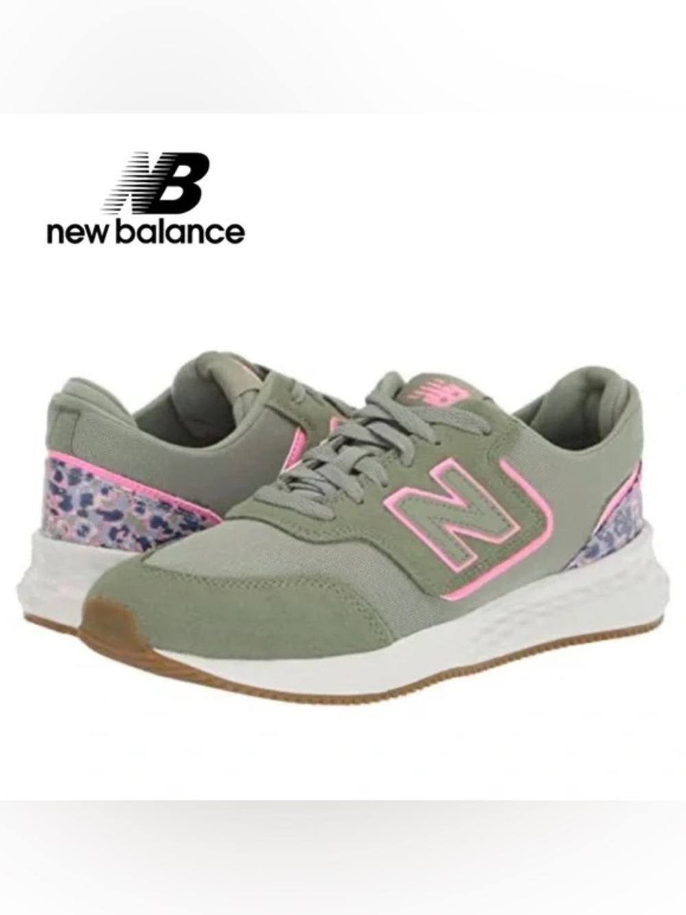 New Balance X-70 V1 Fresh Foam Women's Trainers in Olive Green & Pink Size 6.5